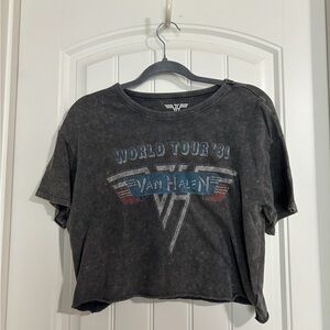 Grey Van Halen Cropped T-shirt